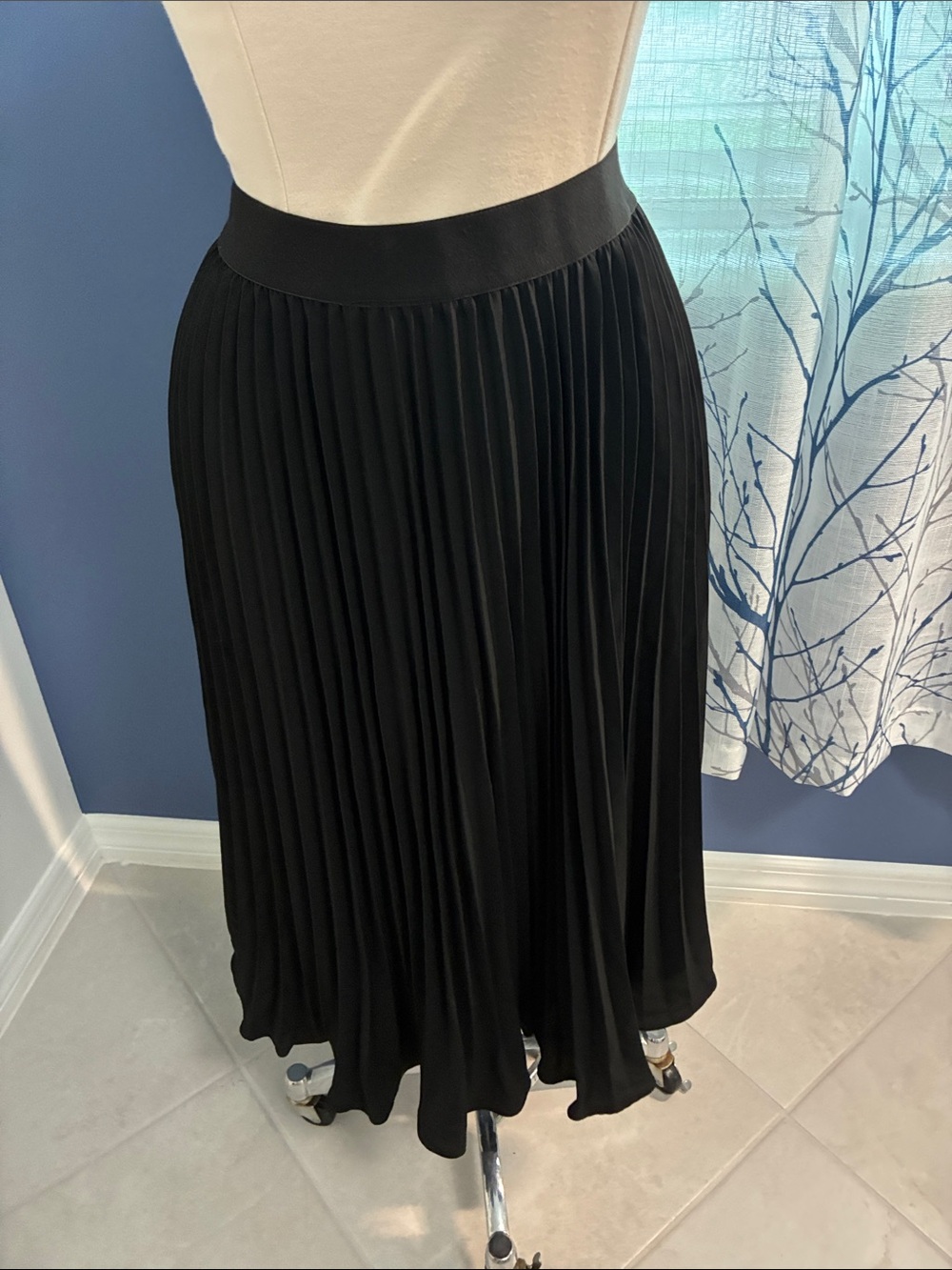 Grace Karin Black Pleated Midi Skirt